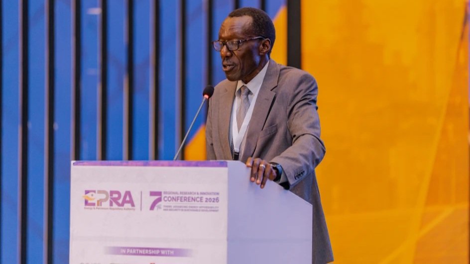 EPRA Acting Director General Joseph Oketch speaking at a podium during the 7th Annual Research and Innovation Conference 2026 in Nairobi.