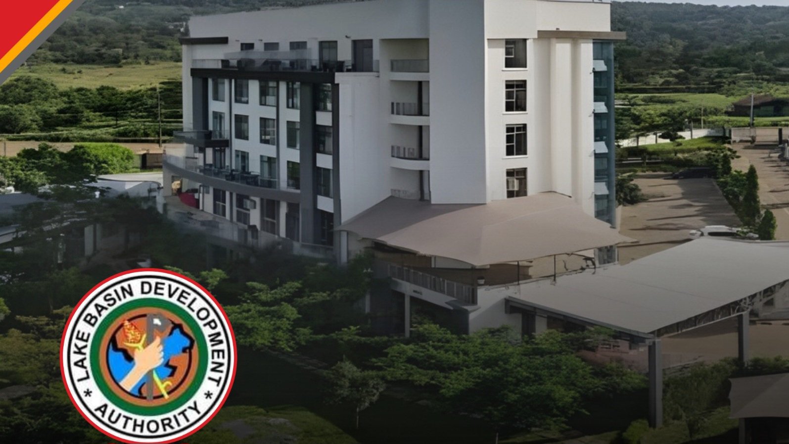 Architectural view of the Lake Basin Development Authority building in Kisumu, showcasing the modern commercial complex involved in the rent dispute.