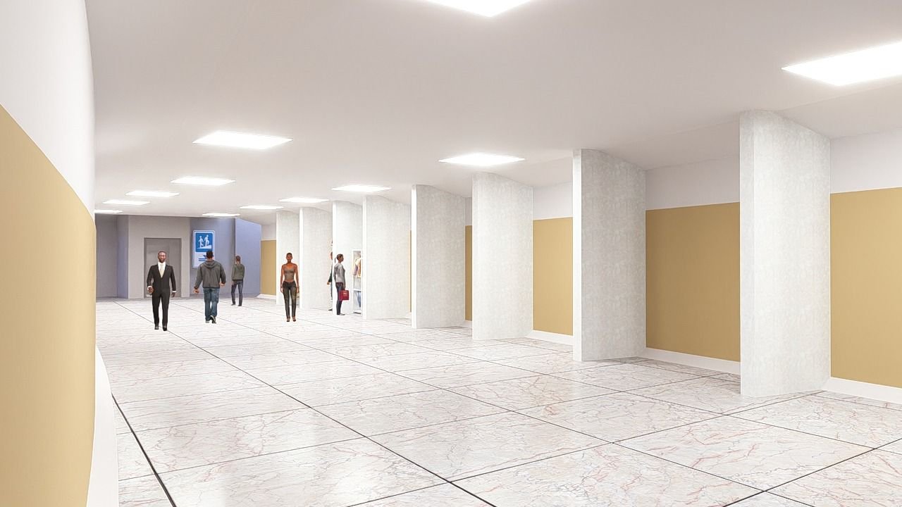 A modern pedestrian underpass with a wide, well-lit corridor, connecting major transport hubs to Nairobi's CBD. The clean, secure design features ramps and elevators for accessibility.