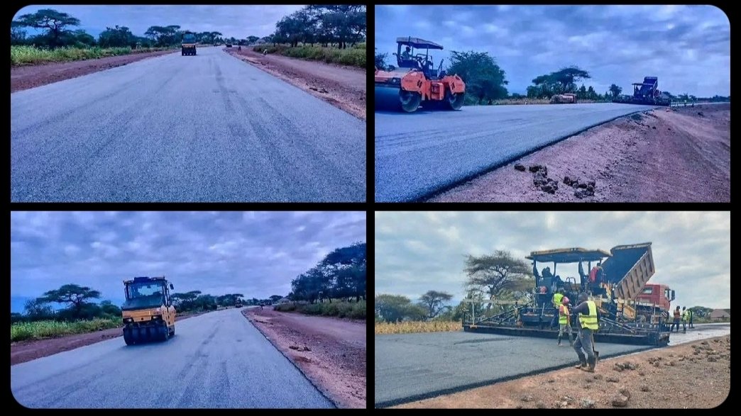 Road construction works on B55 highway in Kajiado