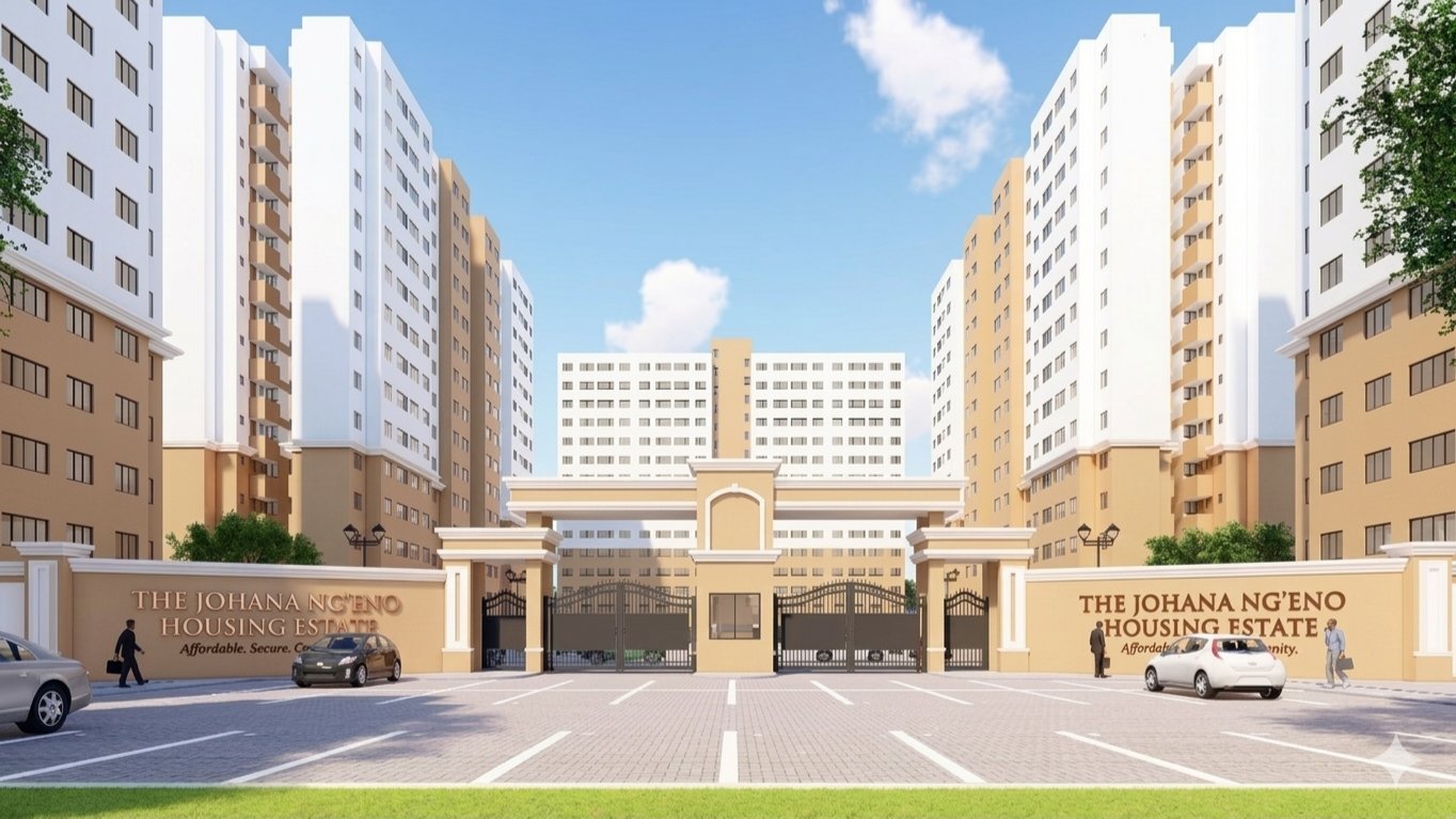 Official Shauri Moyo Affordable Housing render with artistic impression of potential new gate in honour of the late Johana Ng'eno