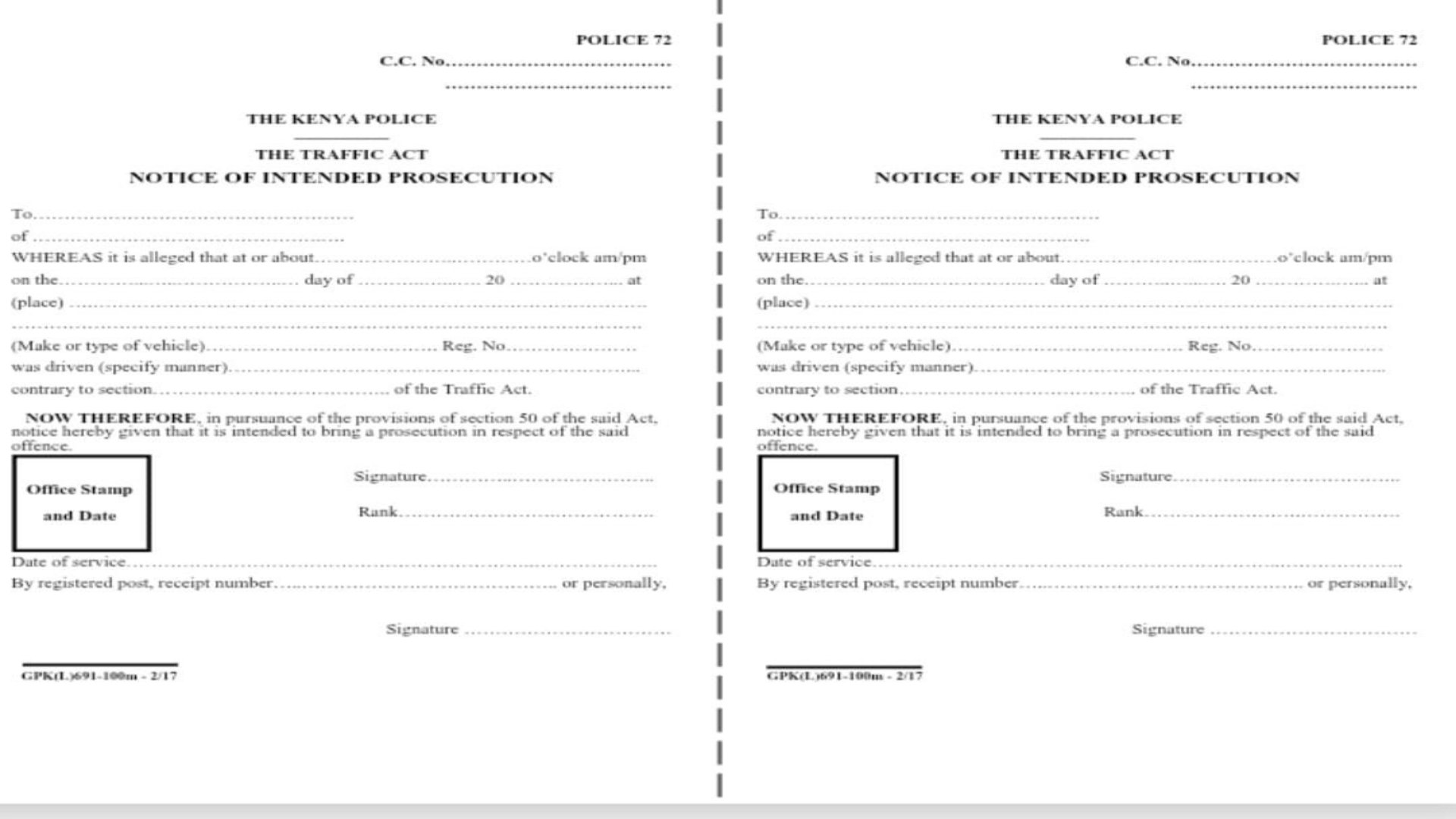 Kenya Police Release Document Allowing Drivers Avoid Immediate Cell Detention