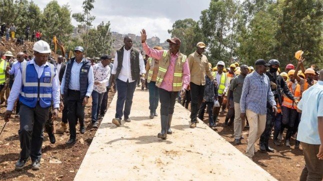 President William Ruto and Nairobi Governor Johnson Sakaja at the Nairobi River Regeneration Programme in Lucky Summer, February 18, 2026