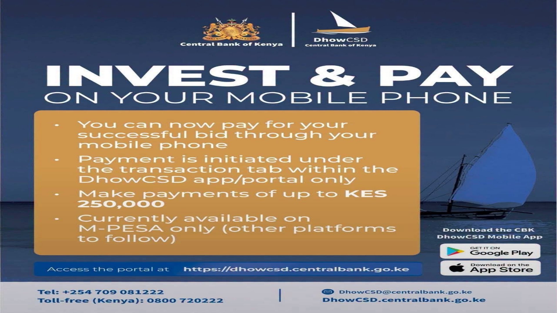 Central Bank enables M-Pesa payments for government securities on DhowCSD