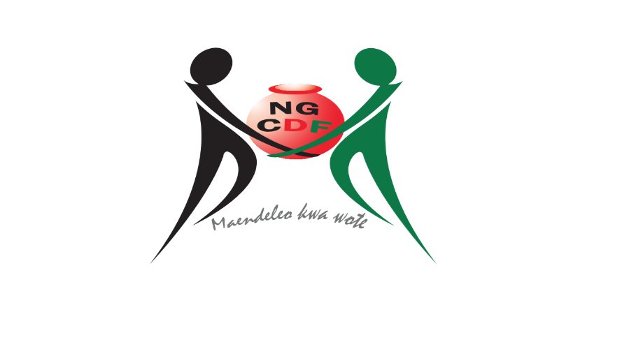 The official corporate logo of the National Government Constituencies Development Fund featuring two stylized figures holding a central emblem with the text Maendeleo kwa wote.
