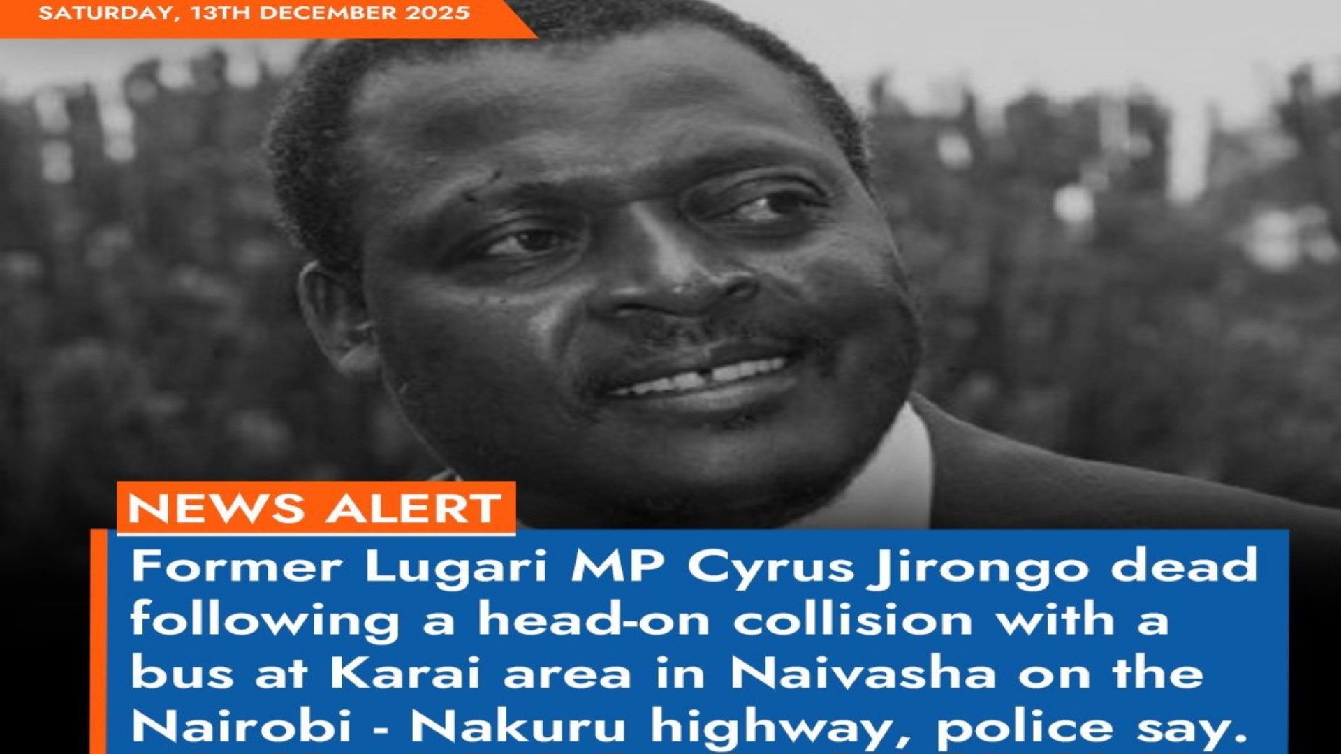 Black and white portrait of the late former Lugari MP and major Kenyan real estate developer, Cyrus Jirongo, whose career significantly impacted the country's construction and infrastructure landscape.