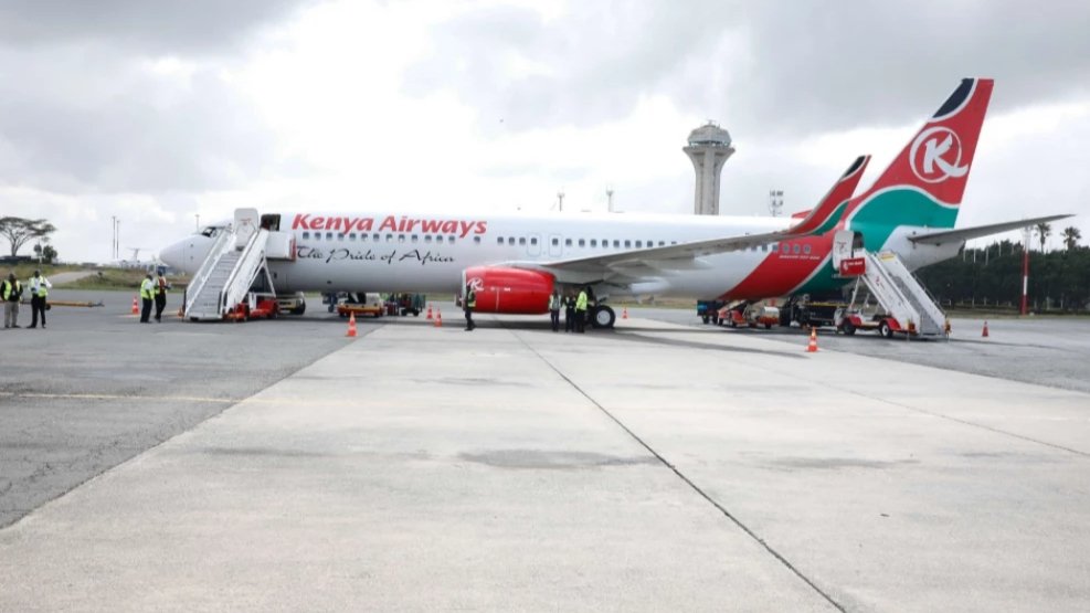 File image of a Kenya Airways plane at Jomo Kenyatta International Airport