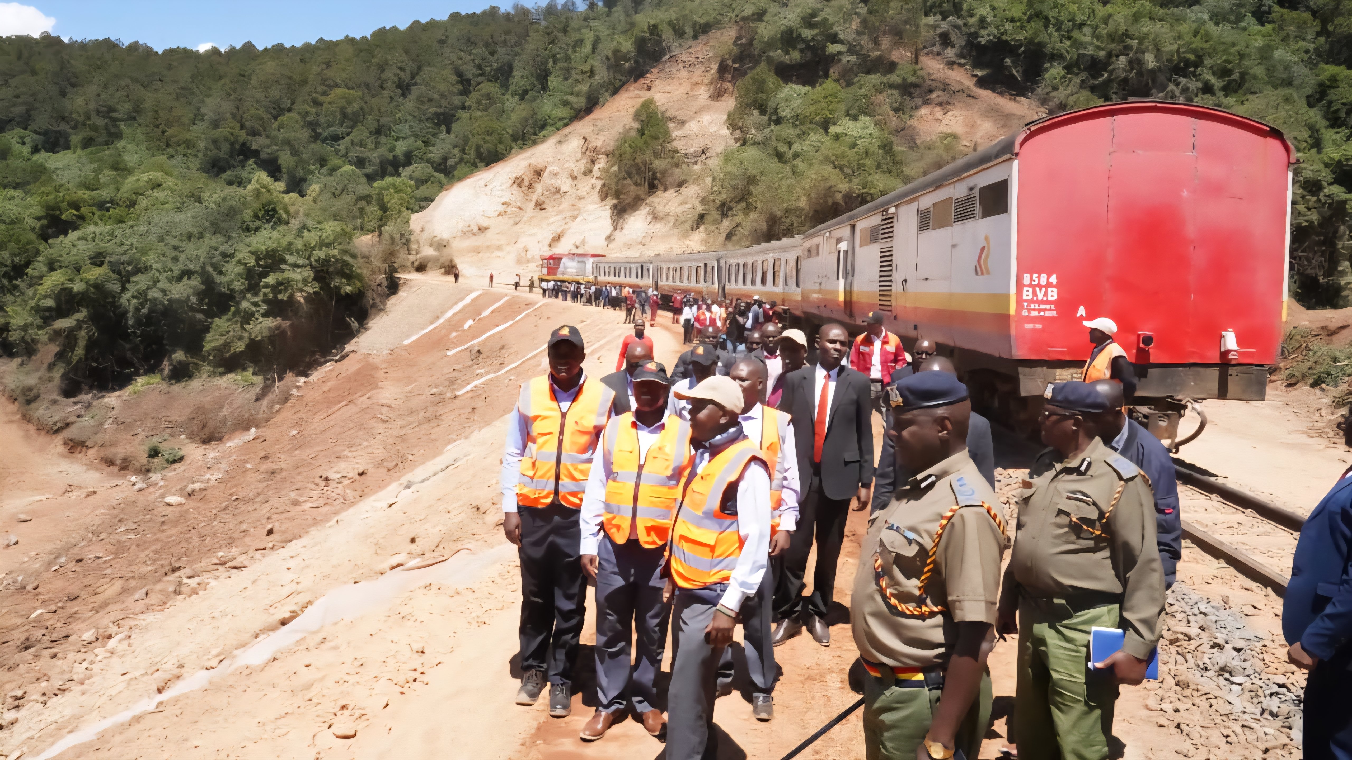 Restored metre gauge railway track on the Uplands-Kijabe-Longonot section during test run operations in Kenya, January 2026.