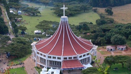 Aerial view of Subukia Shrine in Nakuru County showing the sacred grounds and surrounding natural landscape.