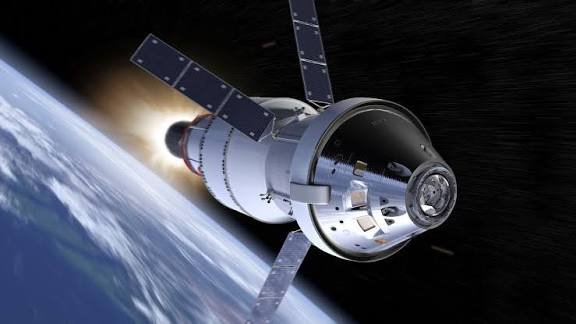 The Orion spacecraft during trans-lunar injection, to bring an Artemis mission to the moon.