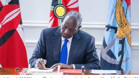 President William Ruto at State House signing the Ksh.5 trillion National Infrastructure Bill into law