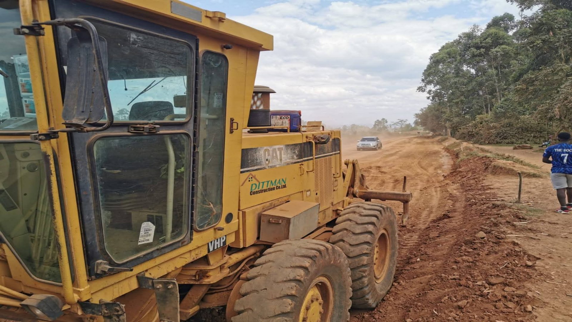 Excavators and construction equipment performing earthworks on the Kakamega Airstrip-Shinyalu-Chepsonoi road in Shinyalu Constituency, Kakamega County