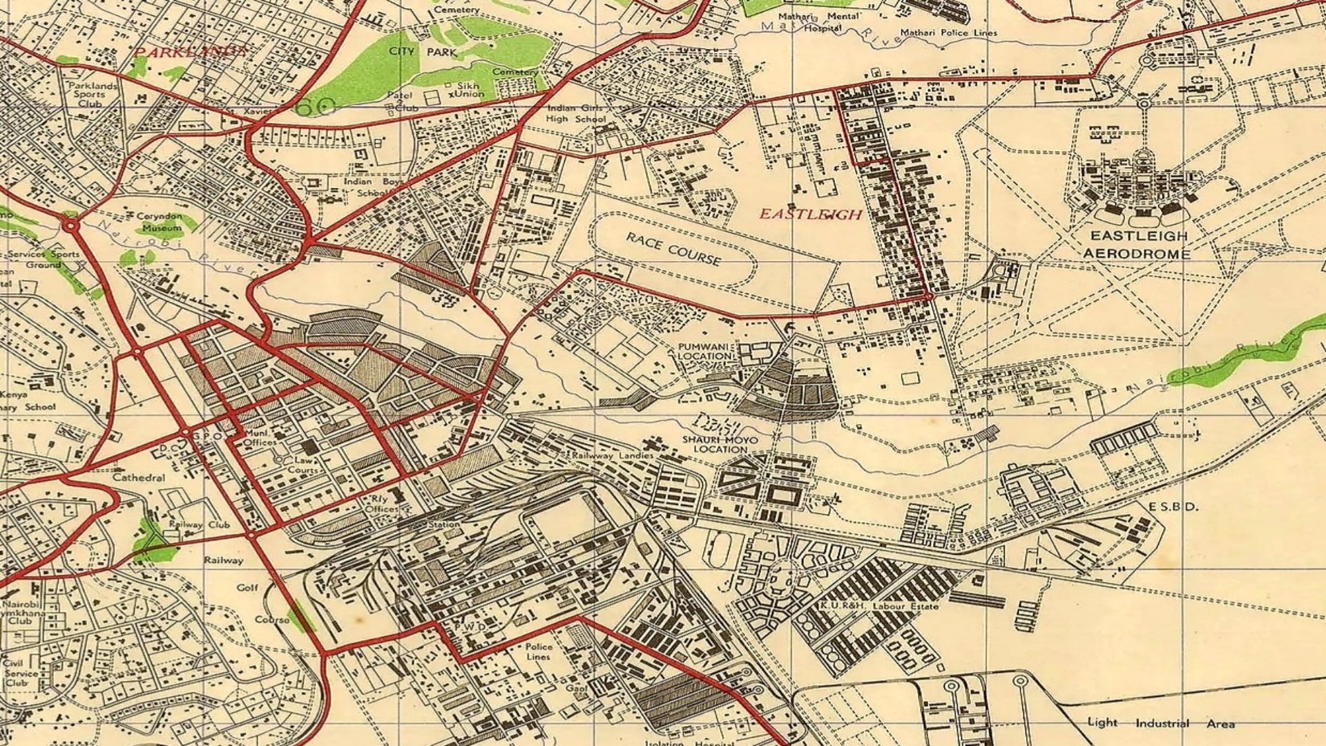 Historical 1955 Map Reveals Colonial Footprint of Early Nairobi
