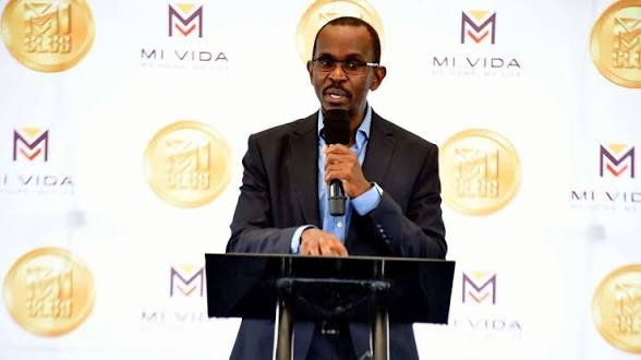 Mi Vida Homes CEO Samuel Kariuki speaking at a podium during a corporate event in Nairobi.