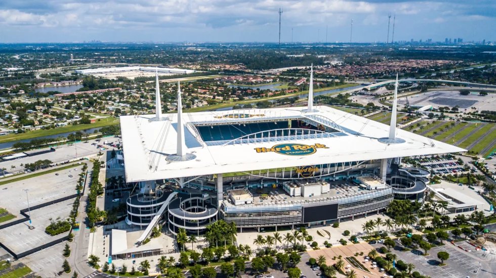 Exterior view of Hard Rock Stadium in Miami Gardens