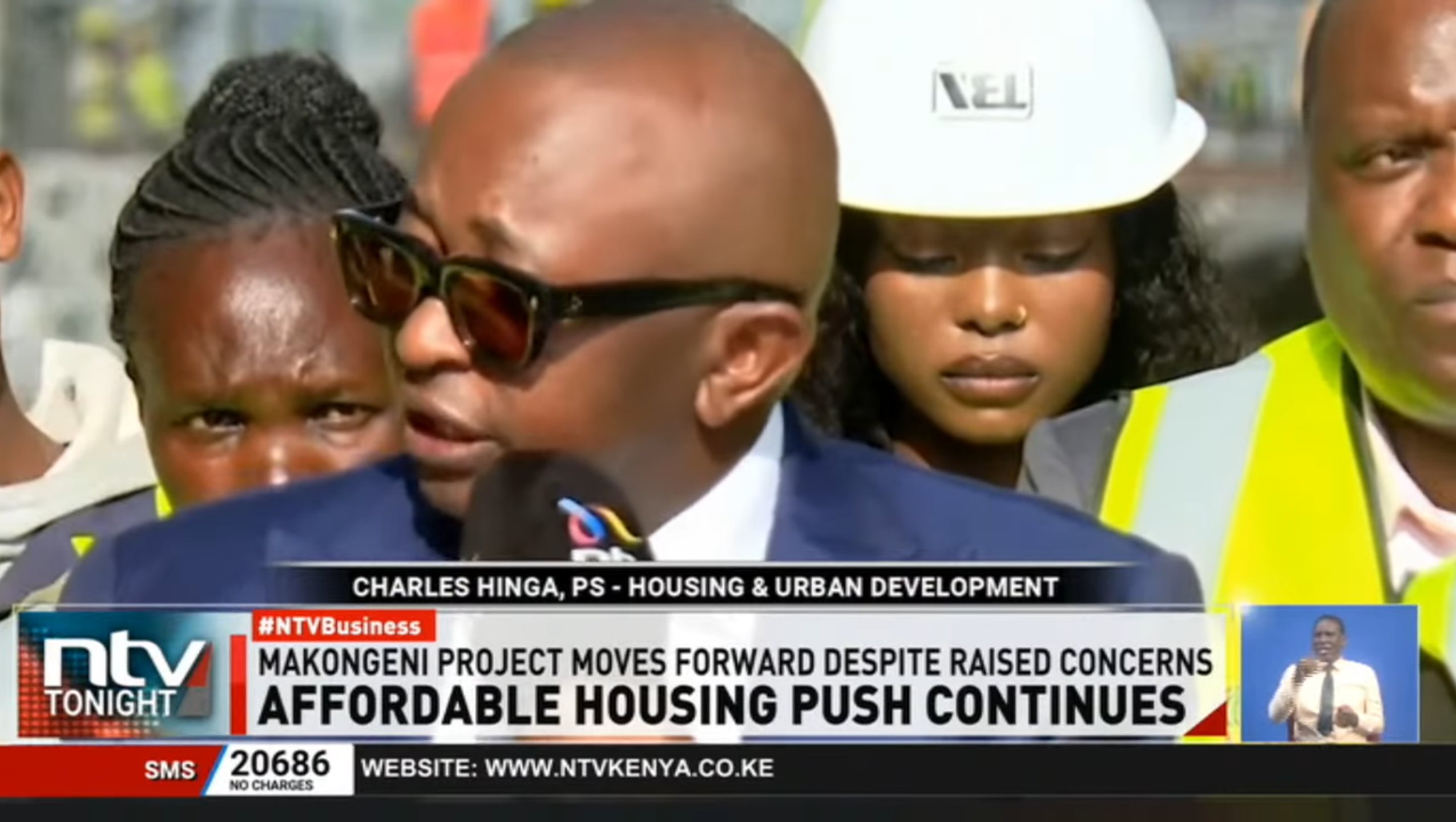 Principal Secretary Charles Hinga Mwaura during visit of the Makongeni affordable housing construction site in Kenya, that is under progress.