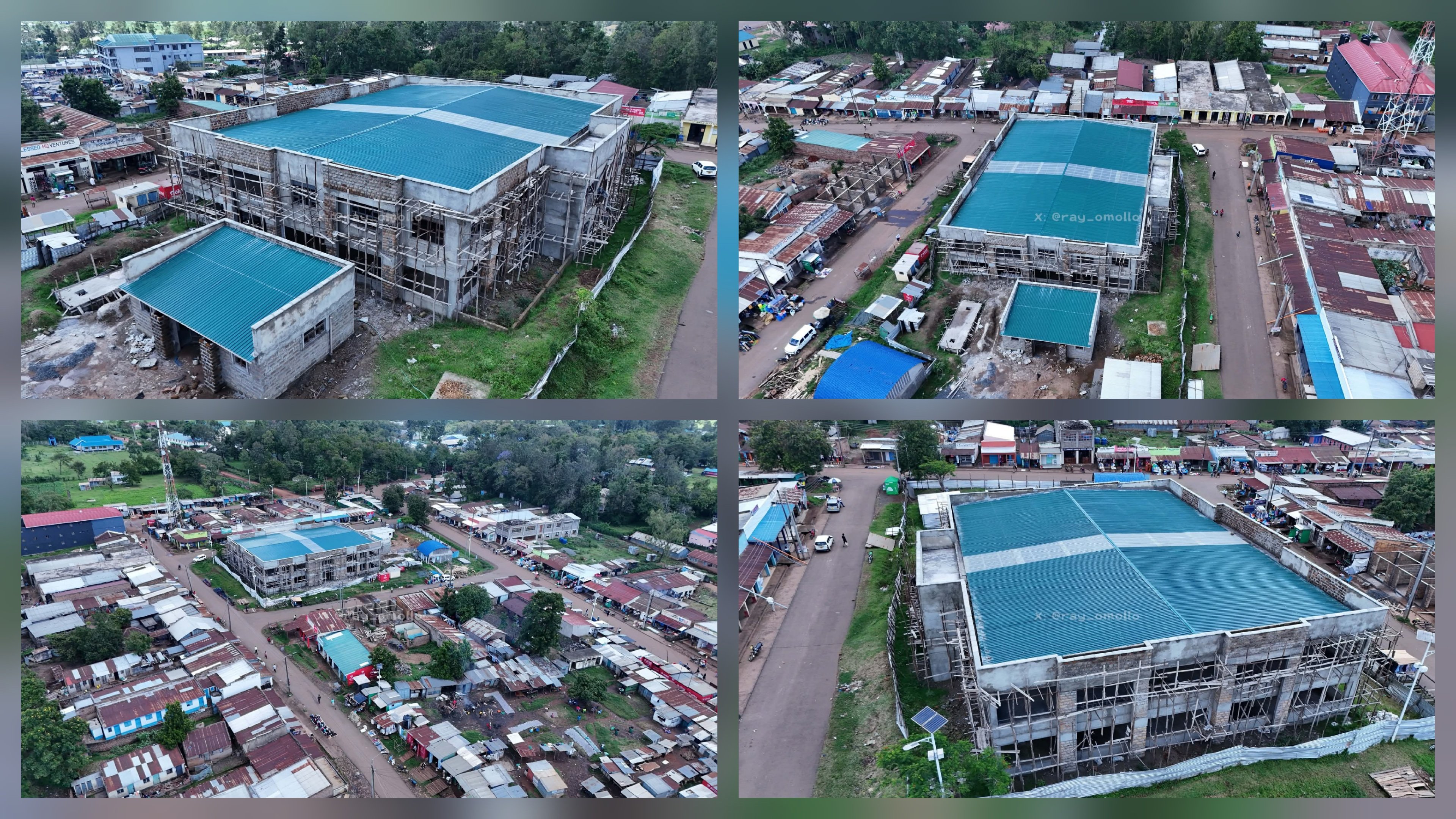 The exterior and interior of the multi-story Ndhiwa ESP Market in Homa Bay County.