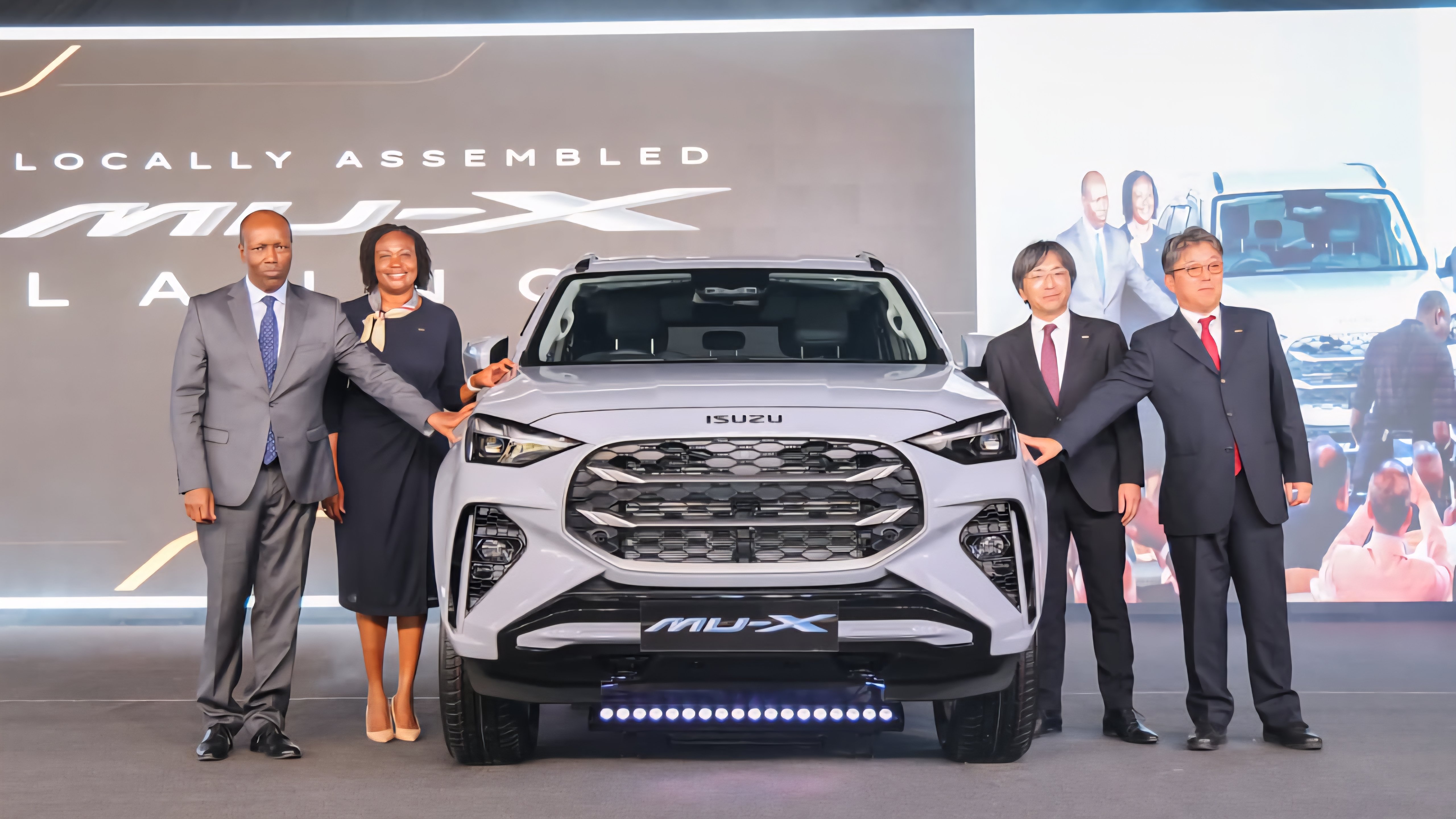 A brand new Isuzu MU-X vehicle on a factory assembly line.