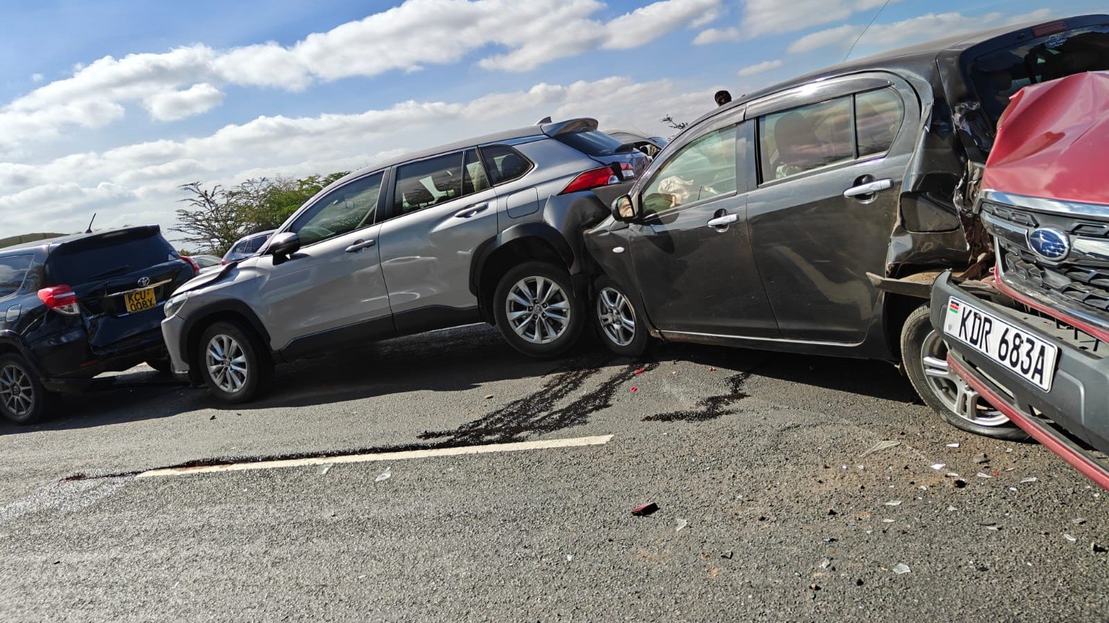 A multiple-vehicle accident on the Southern Bypass in 2024