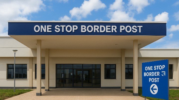 A modern One-Stop Border Post building where officers from two East African countries process travelers and cargo under one facility.