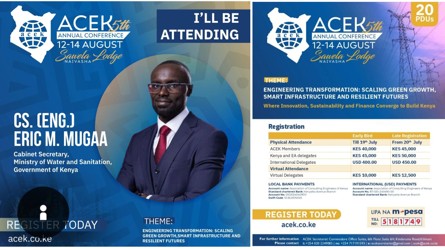 Water Cabinet Secretary Eric Mugaa Confirmed for Upcoming Annual Engineers Summit