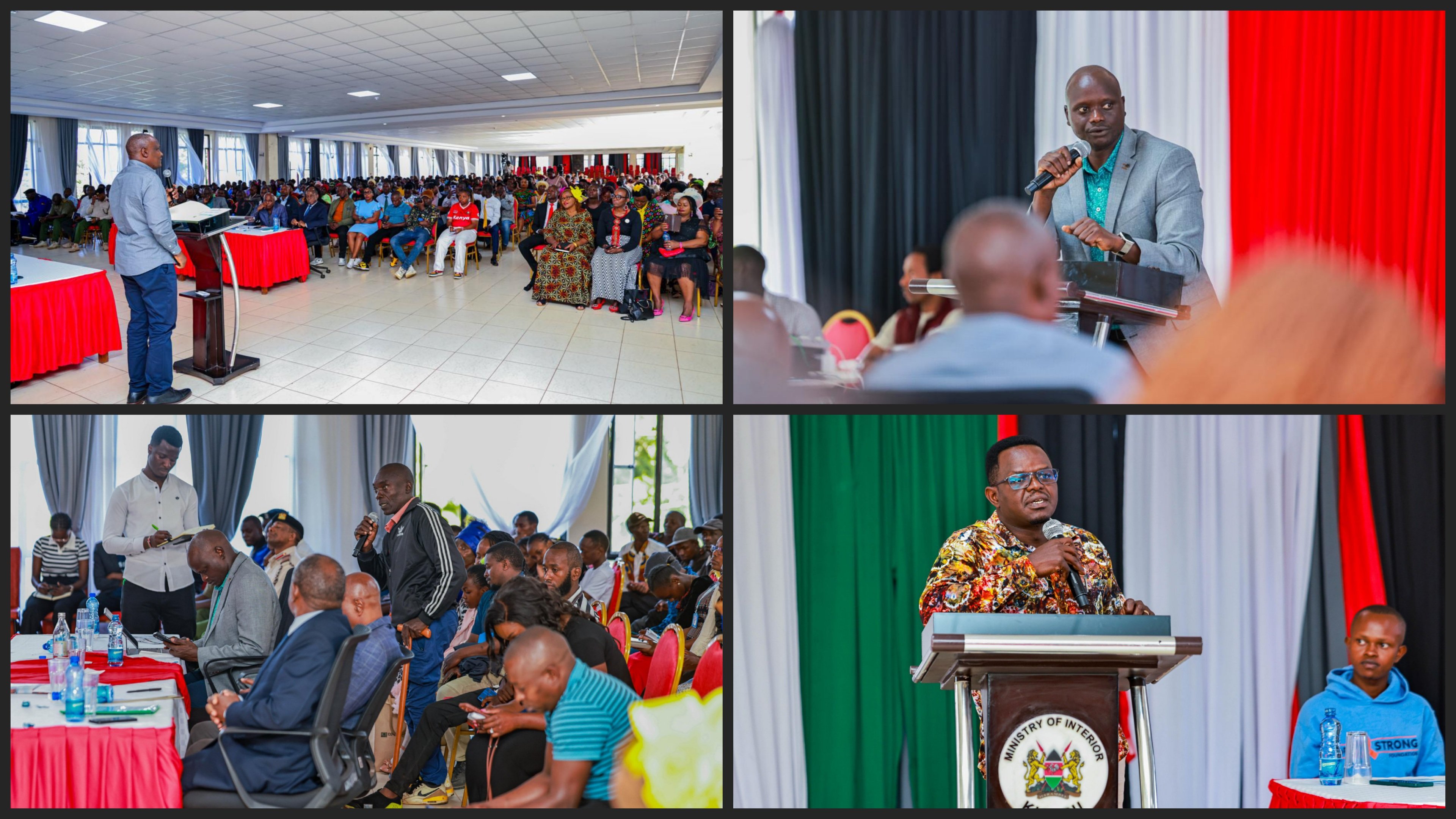 A person speaking at a podium during the Central Regional Fora at Kiambu National Polytechnic with attendees in the background.