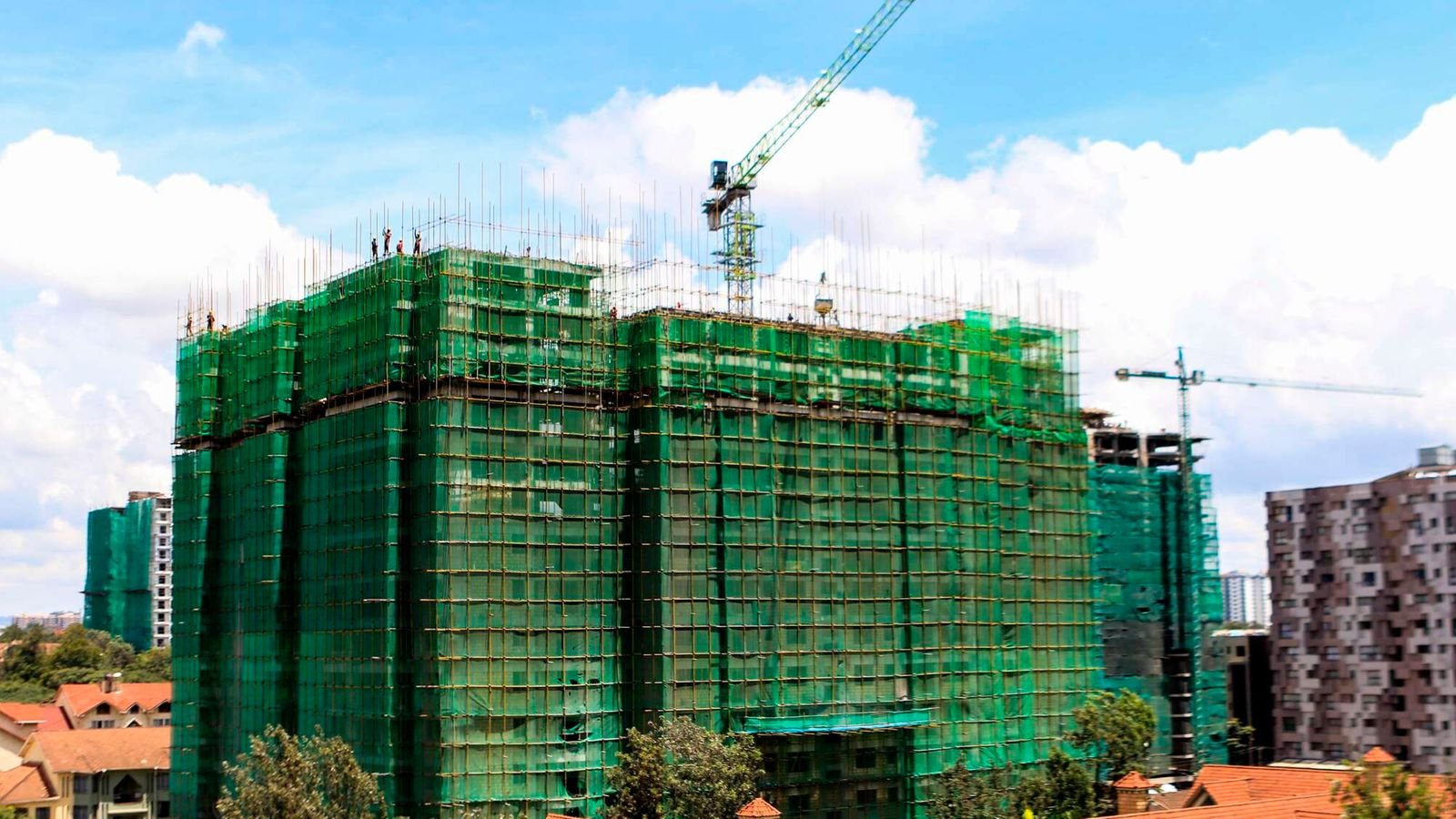 Construction site in Nairobi showing building activity amid rising approval values.