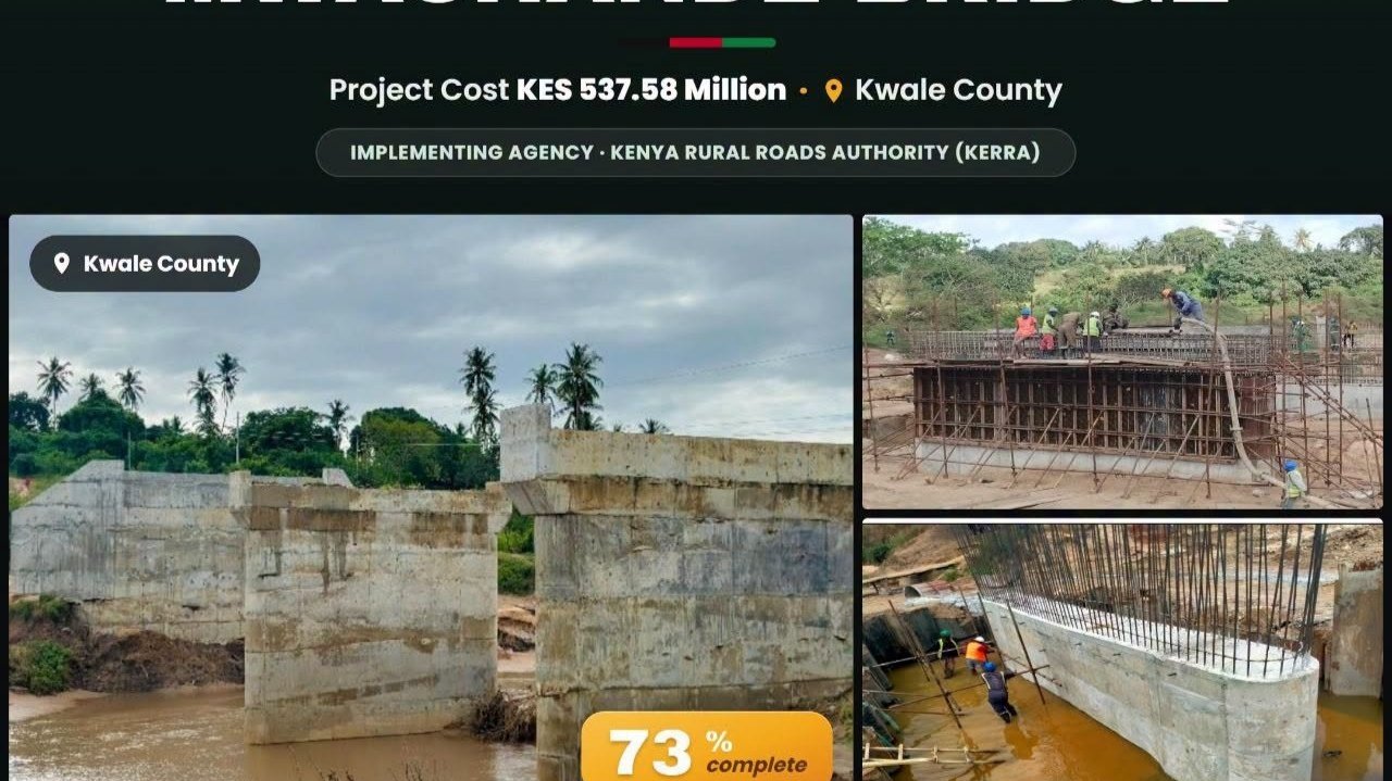 Construction of Mwachande Bridge in Kwale Reaches 73 Per Cent Completion