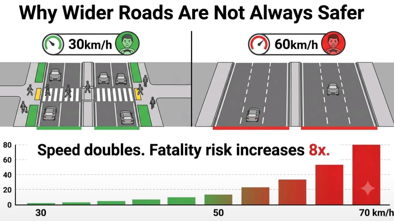 Why Wider Road Lanes Drive Up Urban Pedestrian Fatalities