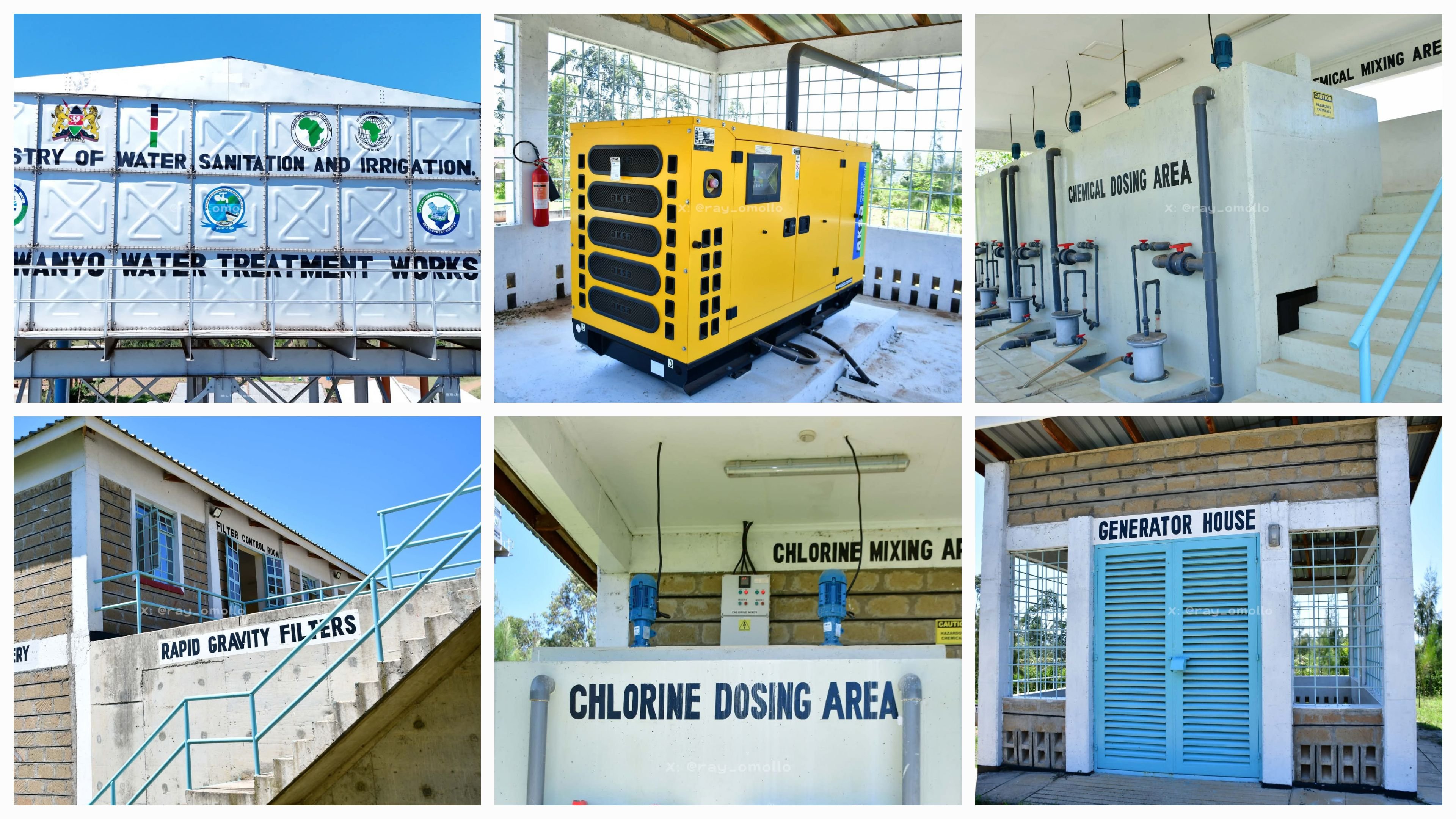 Aerial view of the new Kokwanyo Water Treatment Works facility in Kendu Bay, Homa Bay County, showing the main structures and treatment tanks.