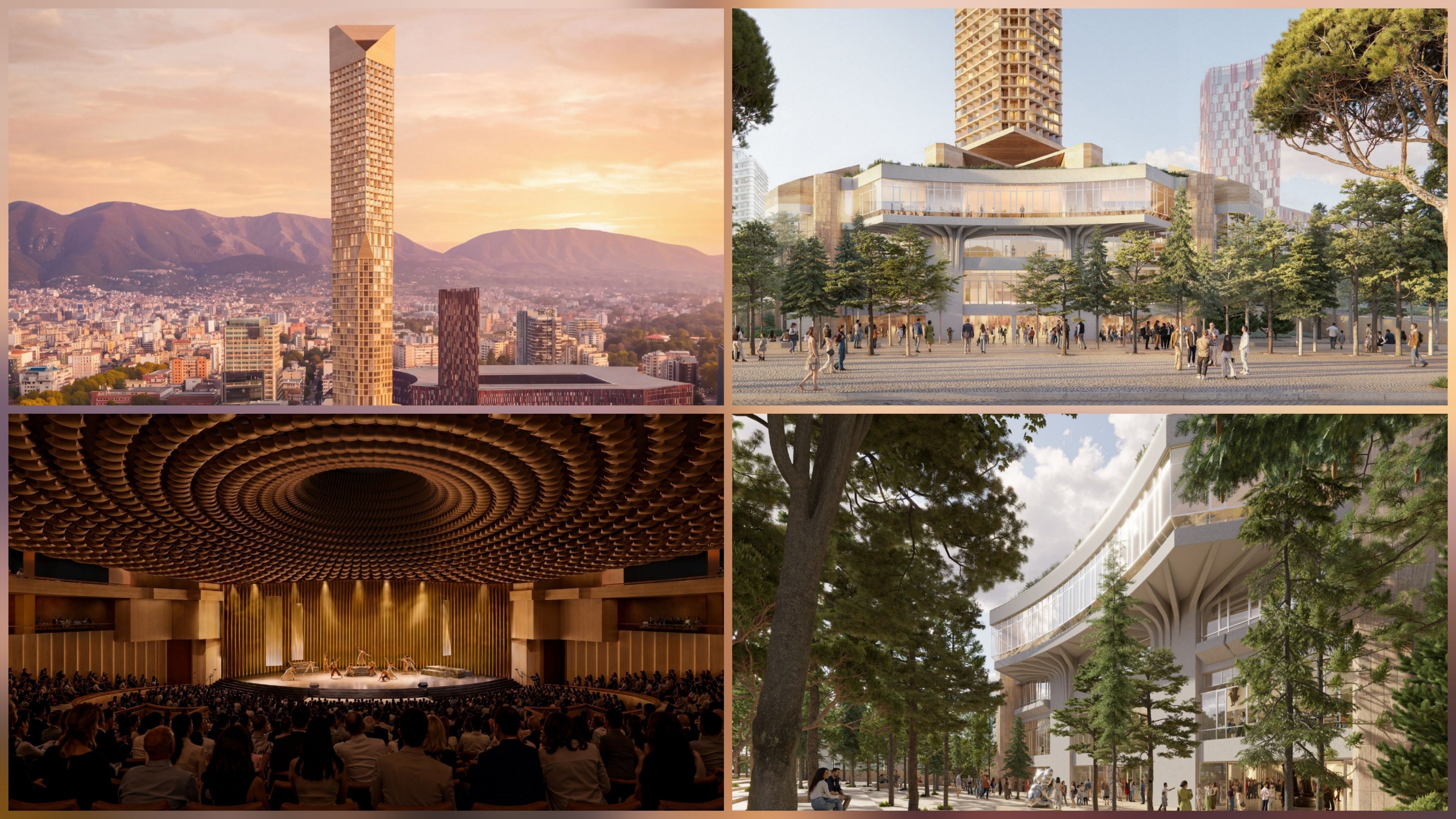 Architectural rendering of the proposed Palace of Congresses renovation and new skyscraper tower in Tirana, Albania, as seen in file 244036.jpg.