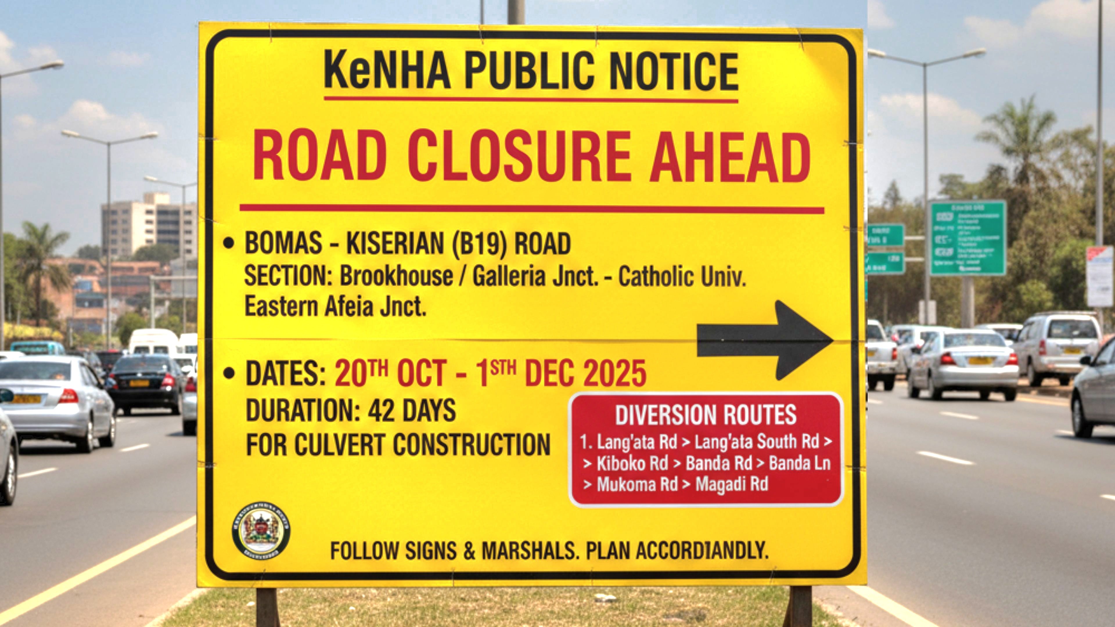 A section of the Bomas-Kiserian (B19) Road