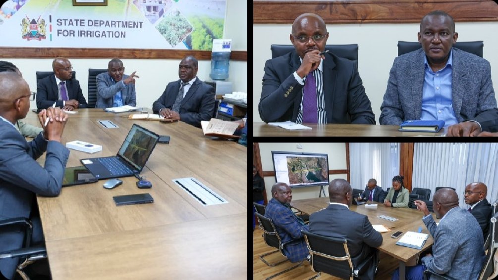 Principal Secretary for Defence Dr Patrick Mariru in a meeting with Irrigation officials and Defence officers discussing Lake Baringo interventions