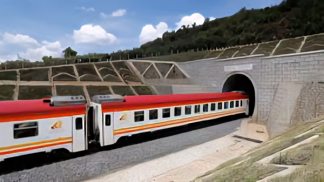 Wide angle view of the Standard Gauge Railway tracks in Kenya.